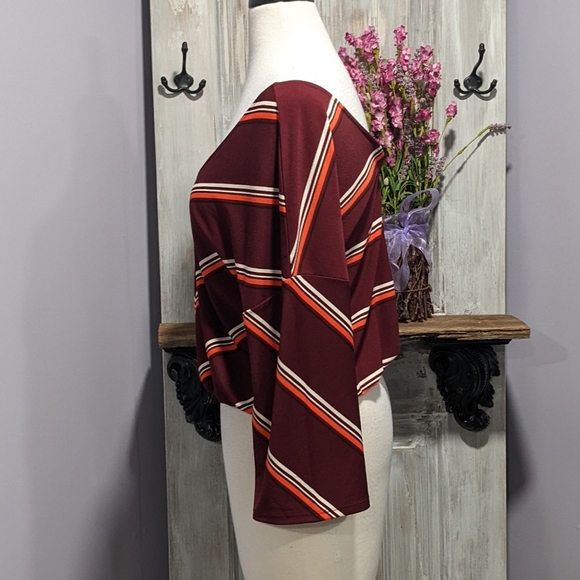 NWOT Express striped cropped v-neck blouse - Picture 2 of 7